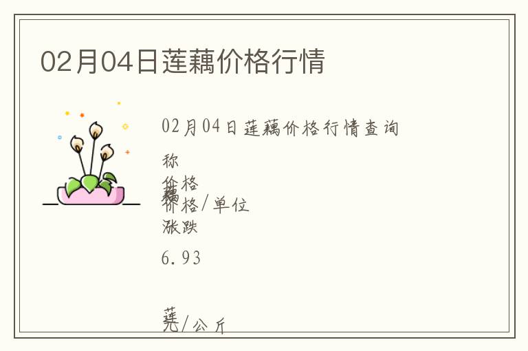 02月04日蓮藕價格行情