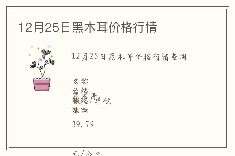 12月25日黑木耳價格行情