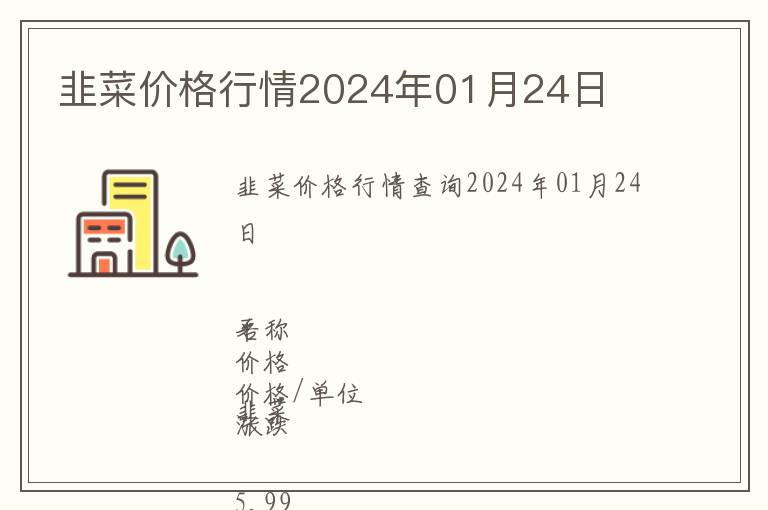 韭菜價(jià)格行情2024年01月24日