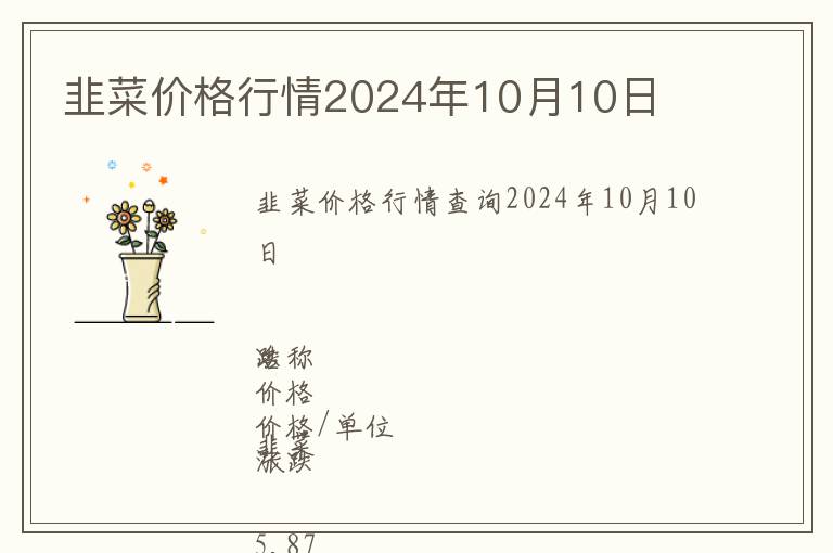 韭菜價格行情2024年10月10日