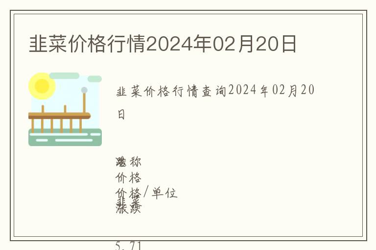 韭菜價格行情2024年02月20日