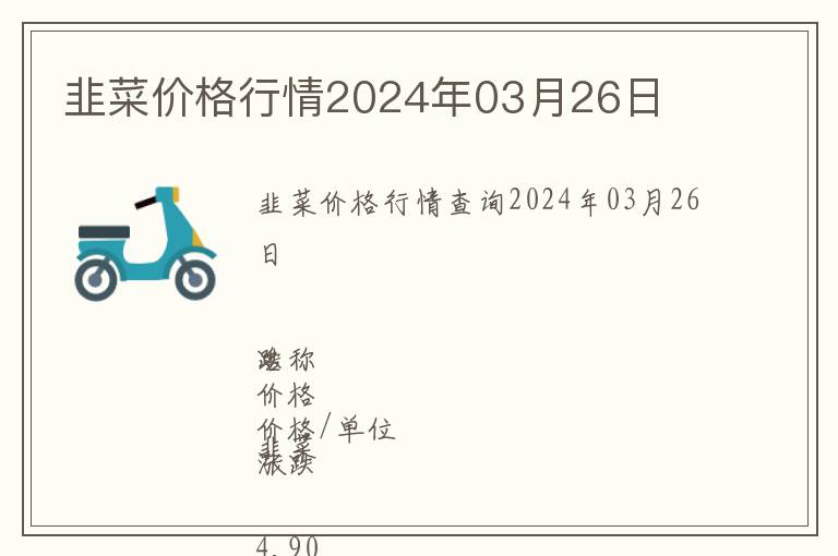 韭菜價(jià)格行情2024年03月26日