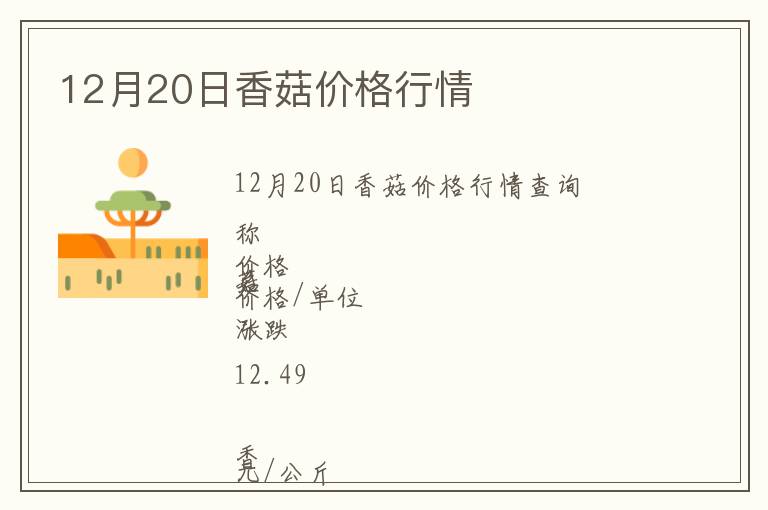 12月20日香菇價(jià)格行情
