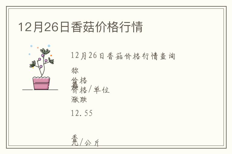 12月26日香菇價格行情