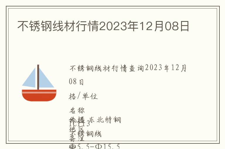 不銹鋼線材行情2023年12月08日