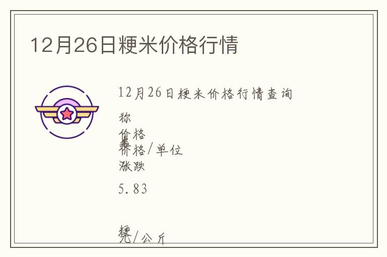 12月26日粳米價格行情