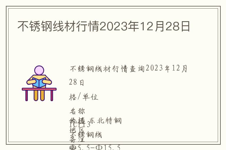 不銹鋼線材行情2023年12月28日