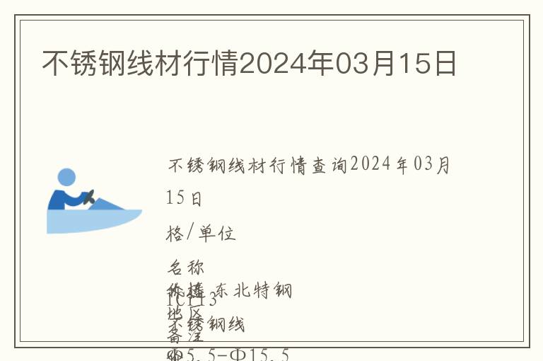 不銹鋼線材行情2024年03月15日