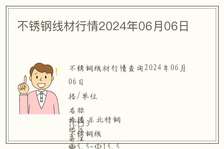 不銹鋼線材行情2024年06月06日