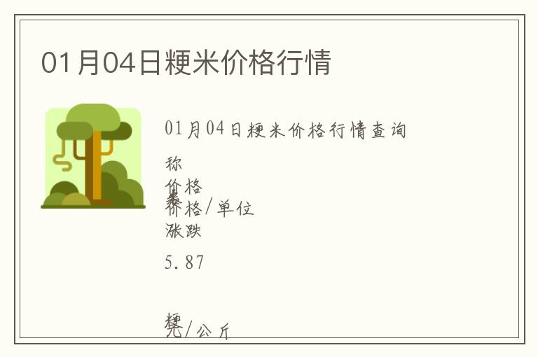 01月04日粳米價格行情