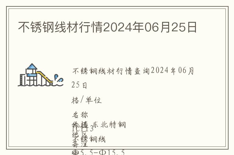不銹鋼線材行情2024年06月25日