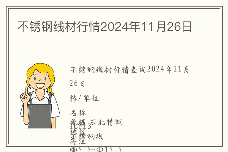 不銹鋼線材行情2024年11月26日