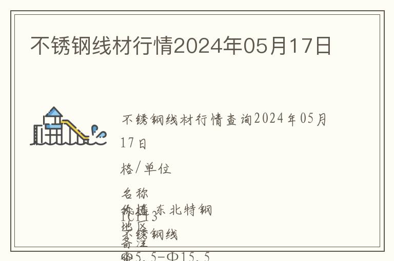 不銹鋼線材行情2024年05月17日