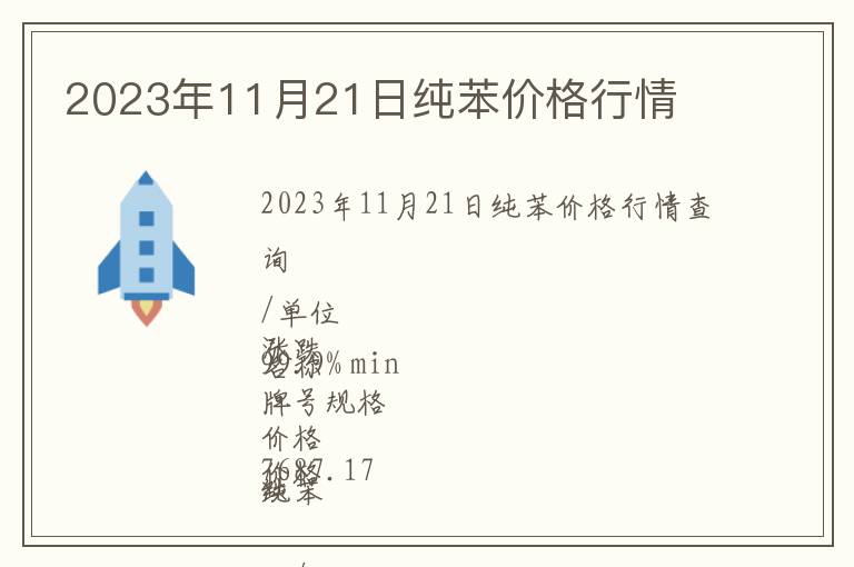 2023年11月21日純苯價格行情