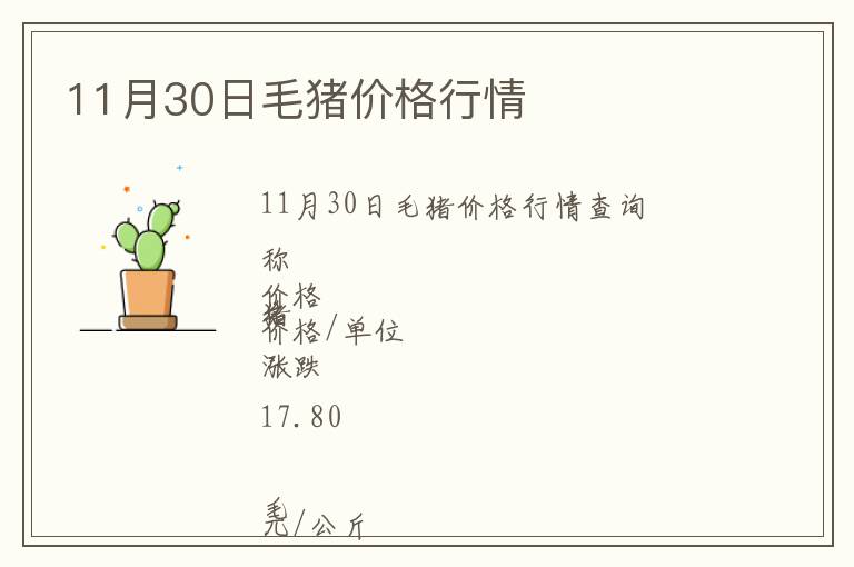 11月30日毛豬價(jià)格行情