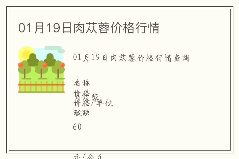 01月19日肉蓯蓉價格行情