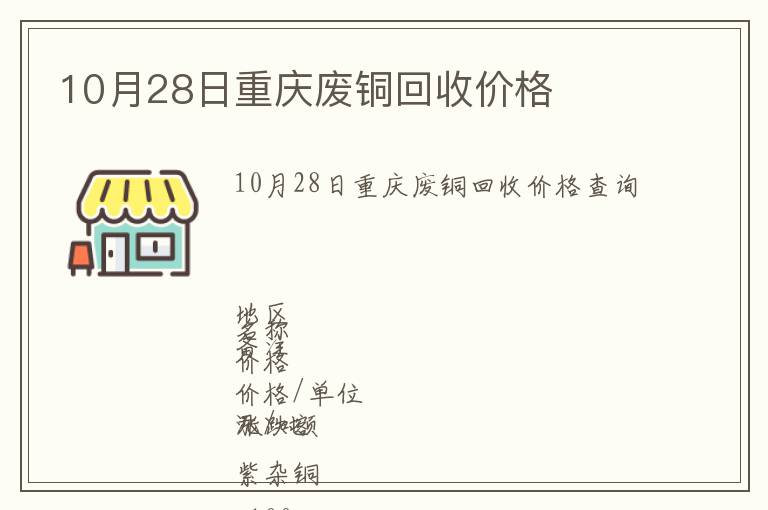 10月28日重慶廢銅回收價格