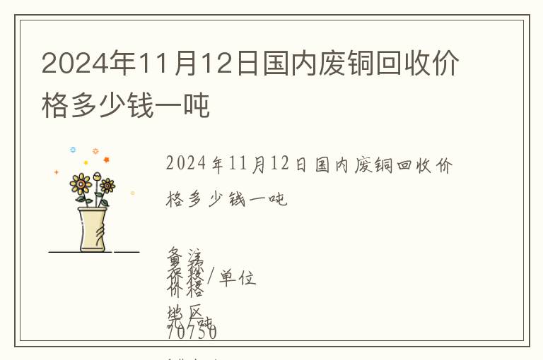 2024年11月12日國(guó)內(nèi)廢銅回收價(jià)格多少錢(qián)一噸
