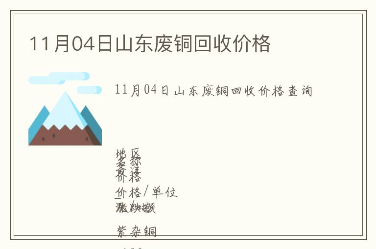 11月04日山東廢銅回收價格