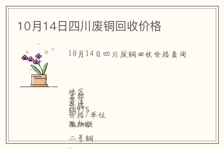 10月14日四川廢銅回收價格