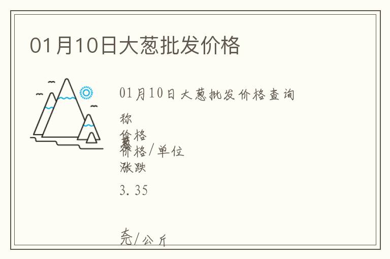 01月10日大蔥批發價格