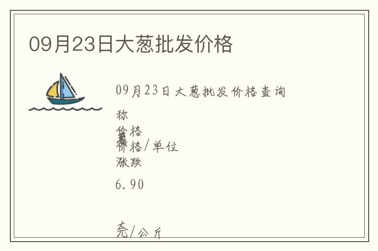 09月23日大蔥批發價格