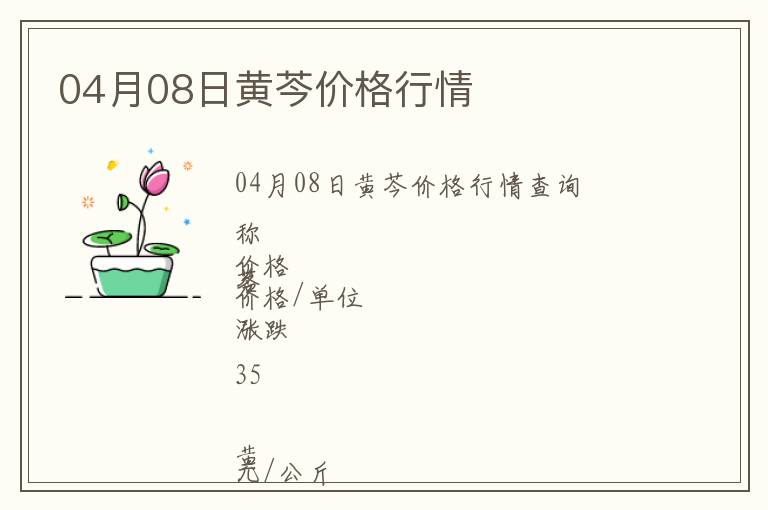 04月08日黃芩價(jià)格行情