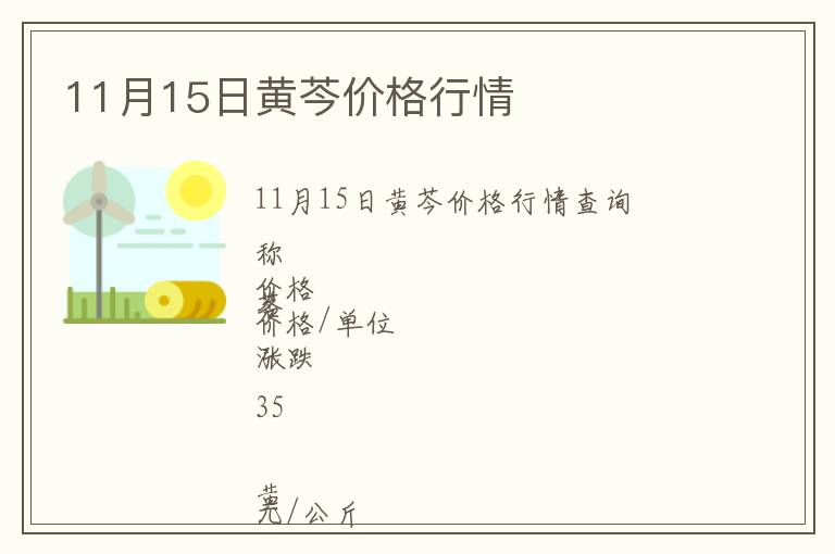 11月15日黃芩價格行情