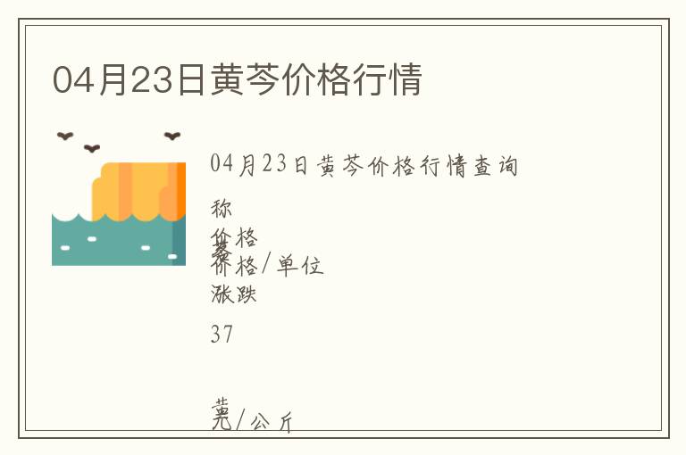 04月23日黃芩價格行情