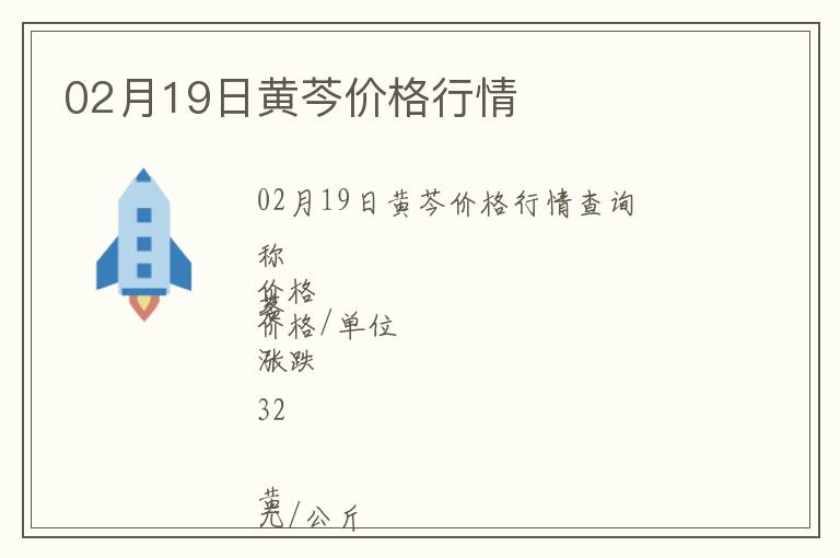 02月19日黃芩價格行情