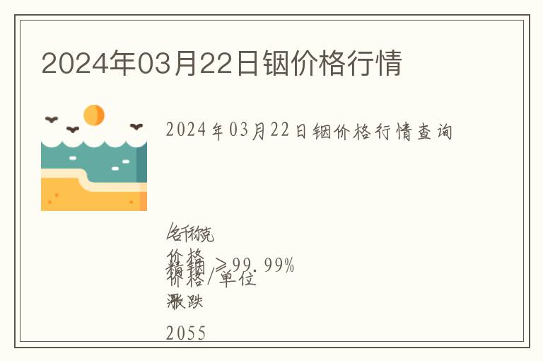 2024年03月22日銦價(jià)格行情