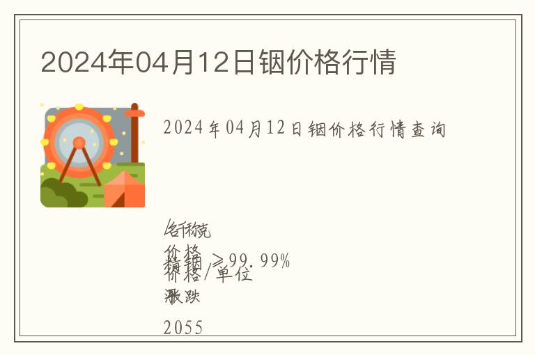 2024年04月12日銦價格行情
