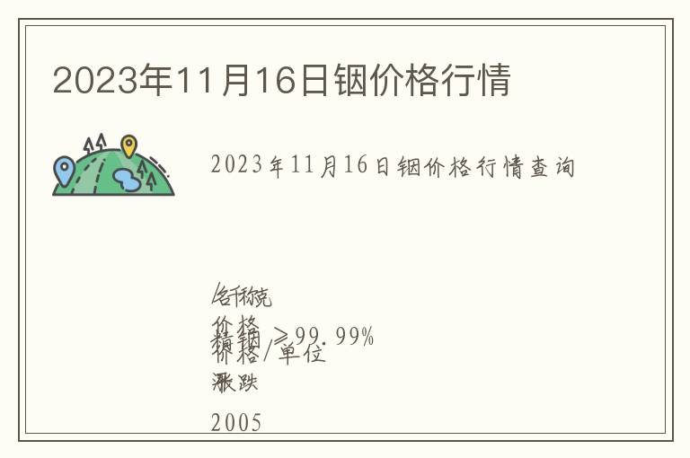 2023年11月16日銦價格行情