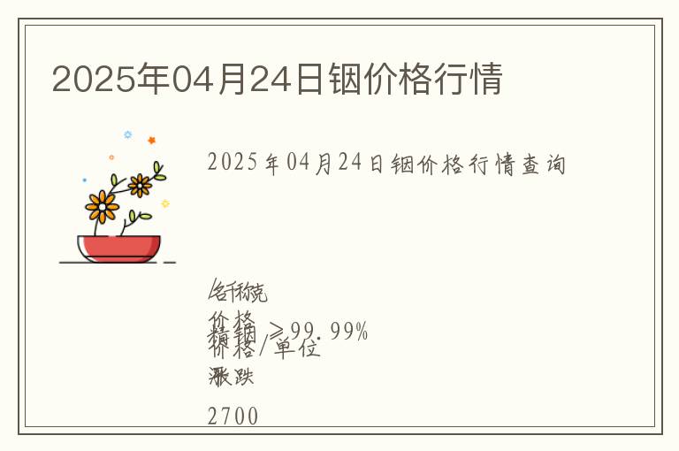 2025年04月24日銦價(jià)格行情