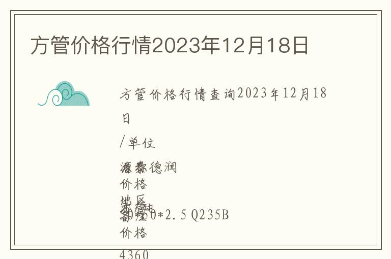 方管價格行情2023年12月18日