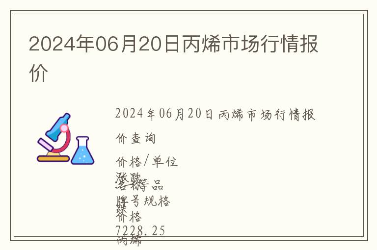 2024年06月20日丙烯市場行情報(bào)價(jià)