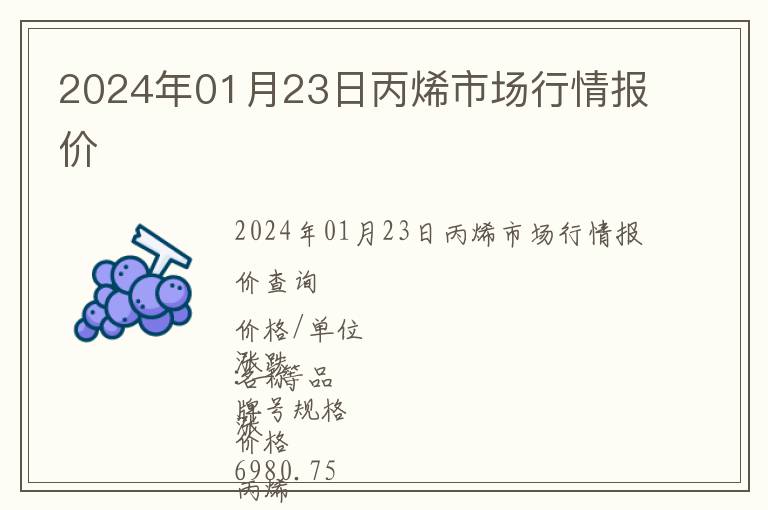 2024年01月23日丙烯市場行情報價
