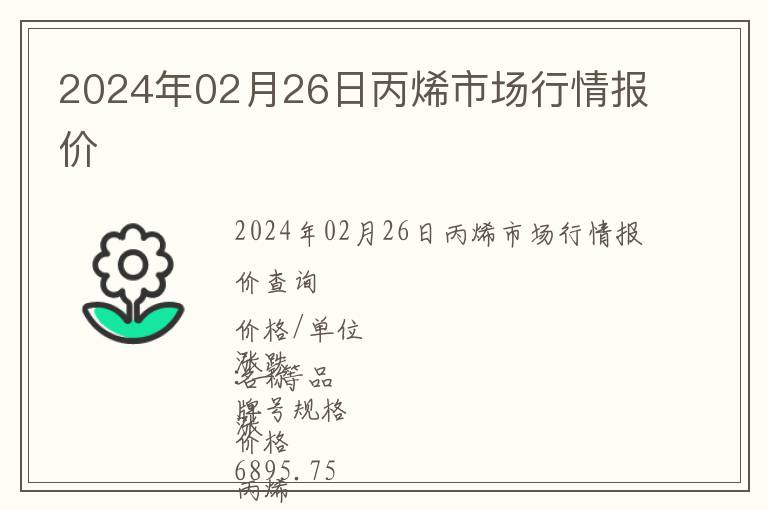 2024年02月26日丙烯市場行情報價
