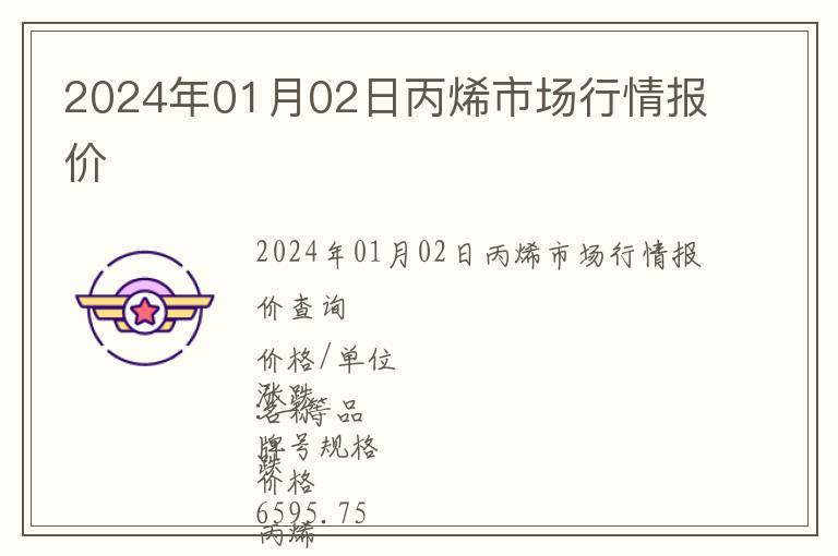 2024年01月02日丙烯市場行情報價