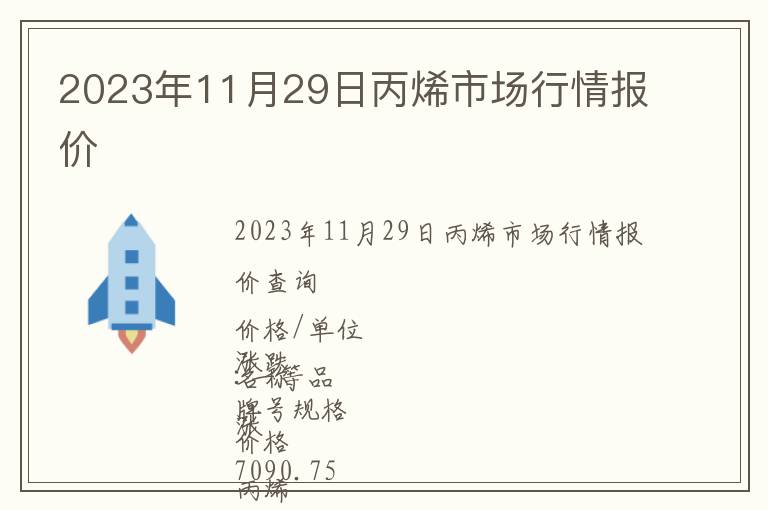 2023年11月29日丙烯市場行情報價