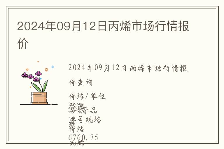 2024年09月12日丙烯市場行情報價