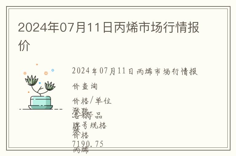 2024年07月11日丙烯市場行情報價
