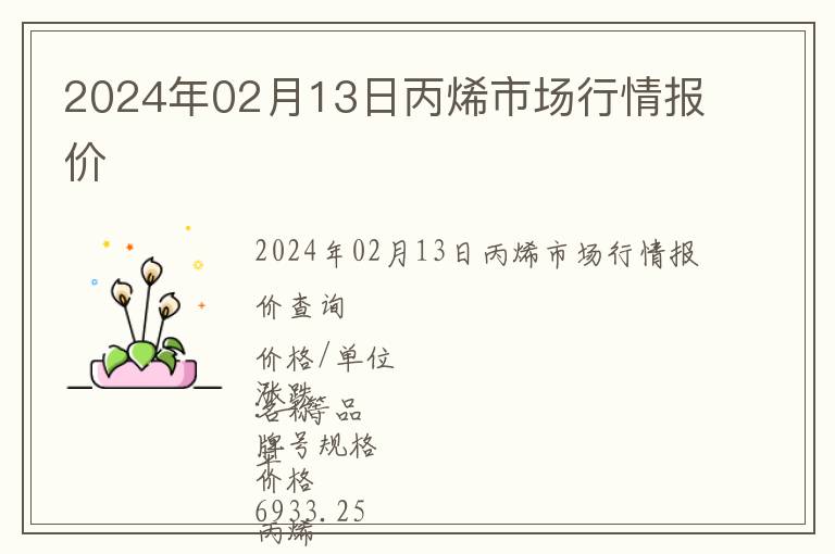 2024年02月13日丙烯市場行情報價