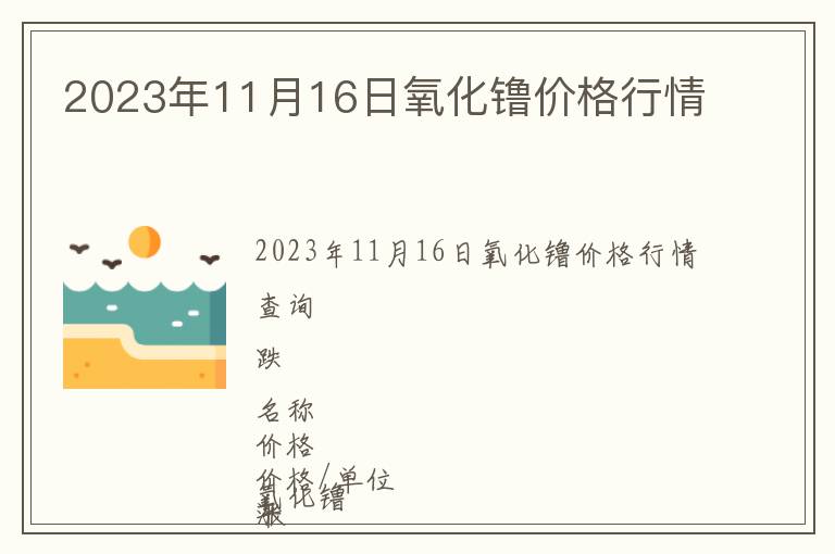 2023年11月16日氧化镥價格行情
