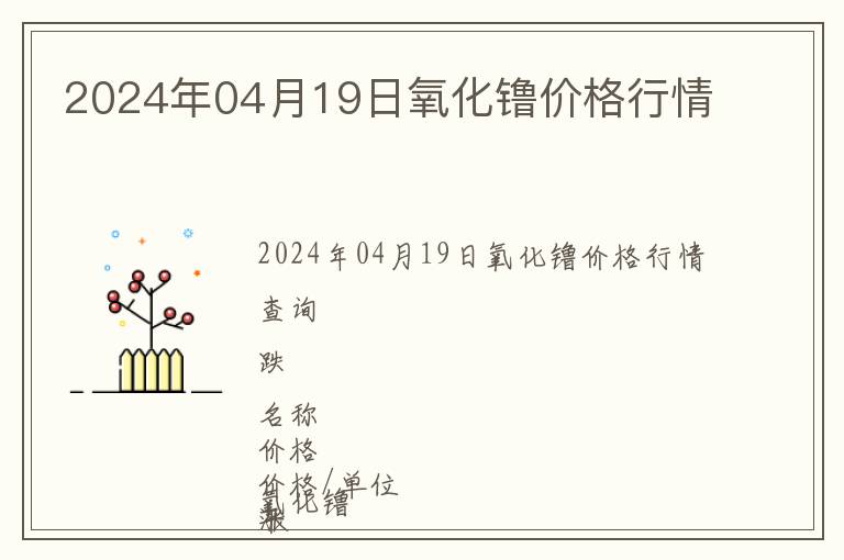 2024年04月19日氧化镥價格行情
