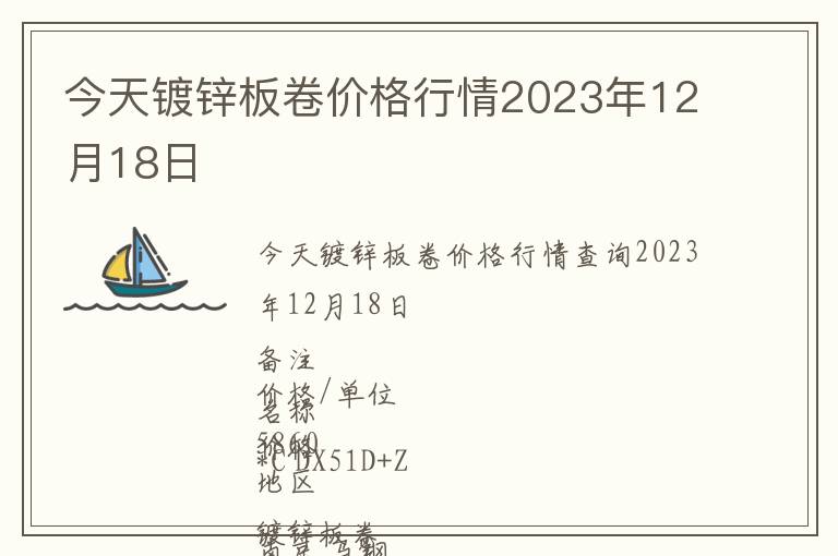 今天鍍鋅板卷價格行情2023年12月18日