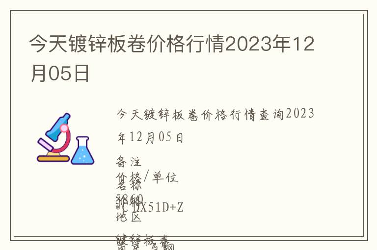 今天鍍鋅板卷價格行情2023年12月05日