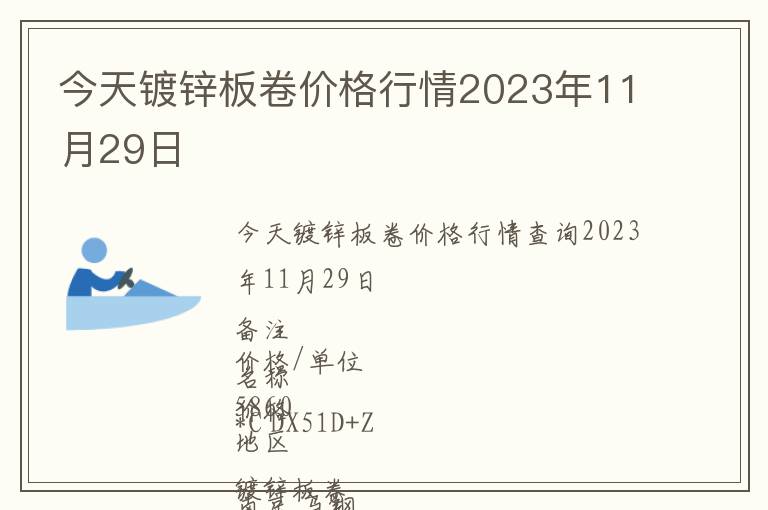 今天鍍鋅板卷價格行情2023年11月29日