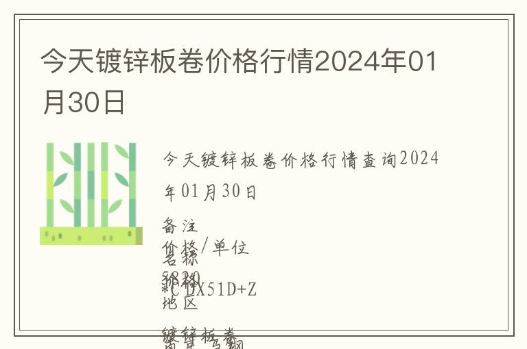 今天鍍鋅板卷價格行情2024年01月30日