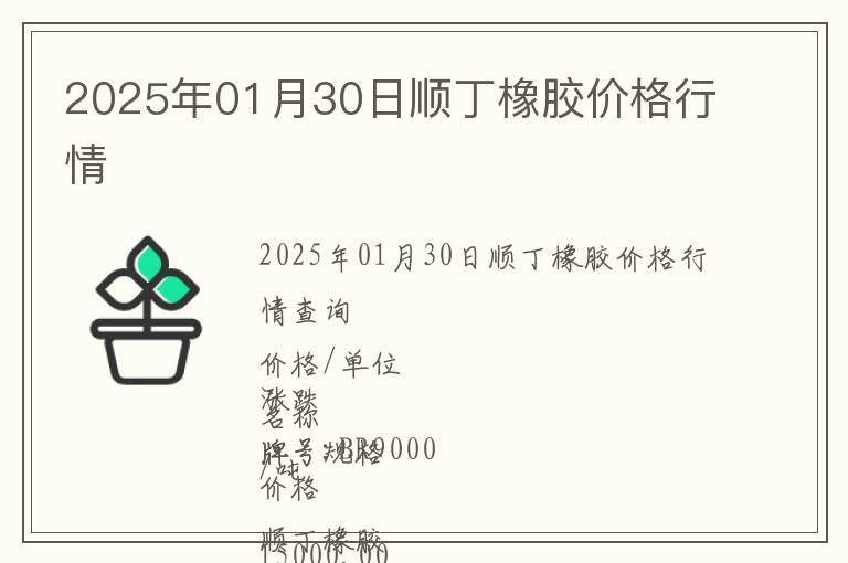 2025年01月30日順丁橡膠價格行情